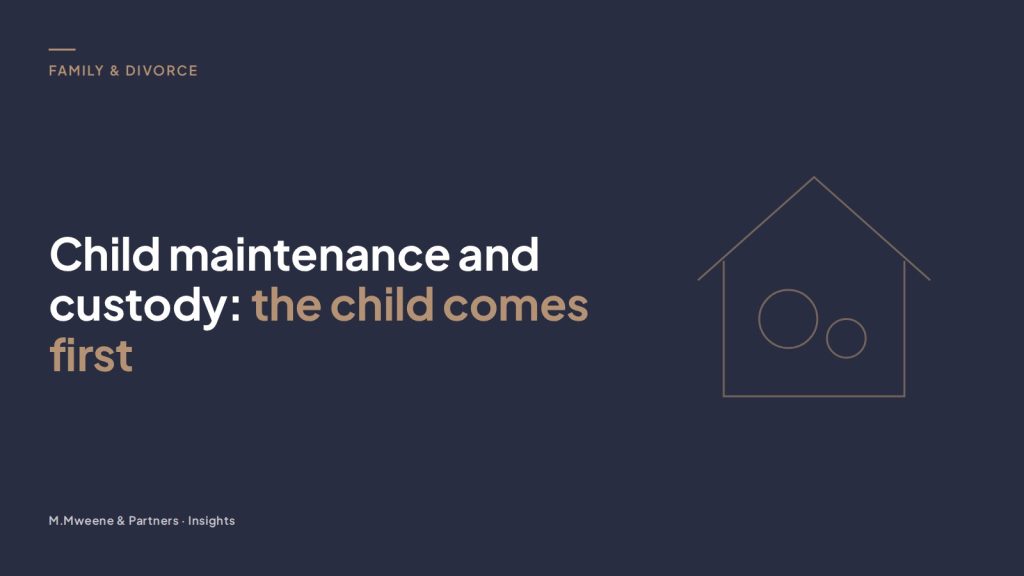 Cover for the guide “Child maintenance and custody: the child comes first”, with a line drawing of a house sheltering two circles