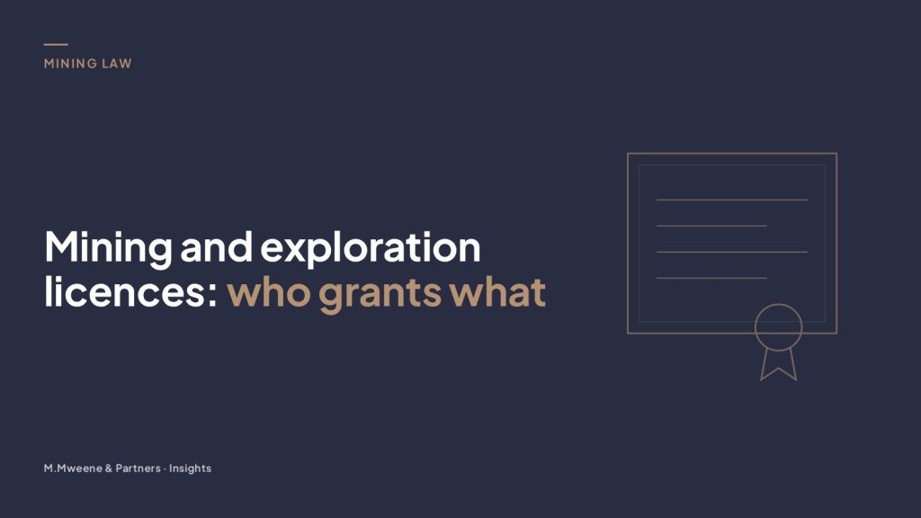 Cover for the guide “Mining and exploration licences: who grants what”, with a line drawing of a certificate and seal